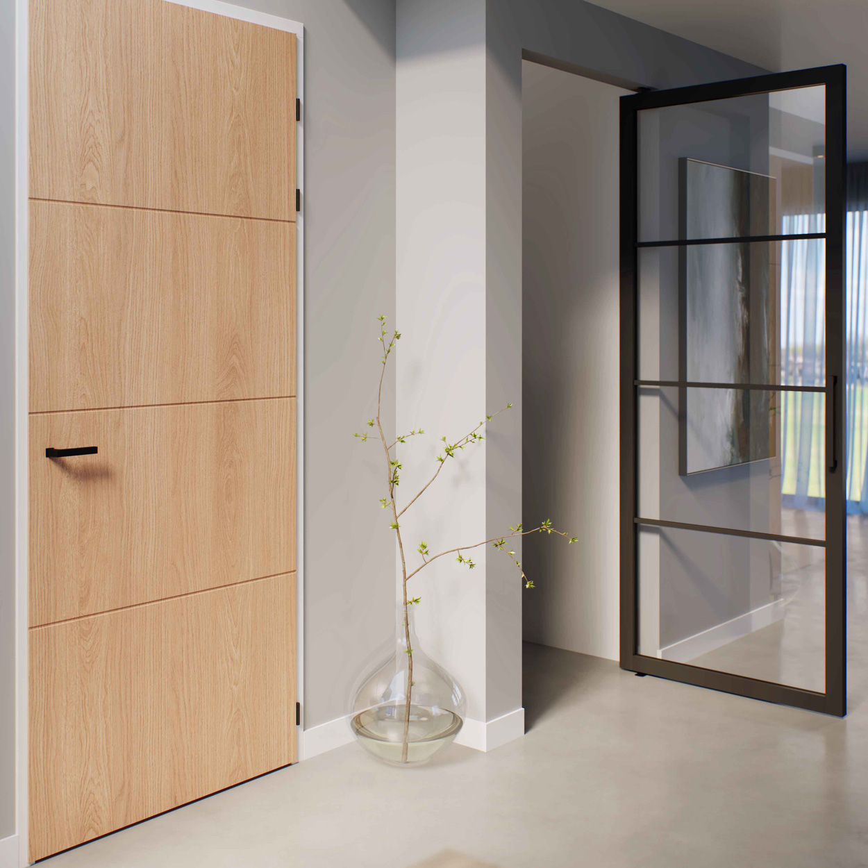 Binnendeur Skantrae SSL 14703 Blank Glas Charcoal Oak